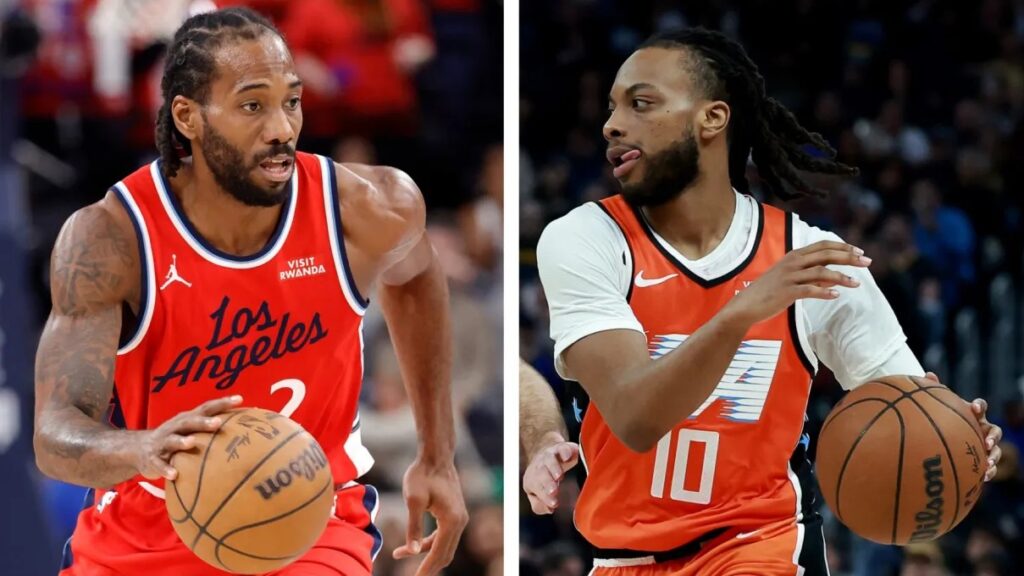 Kawhi Leonard e Darius Garland.