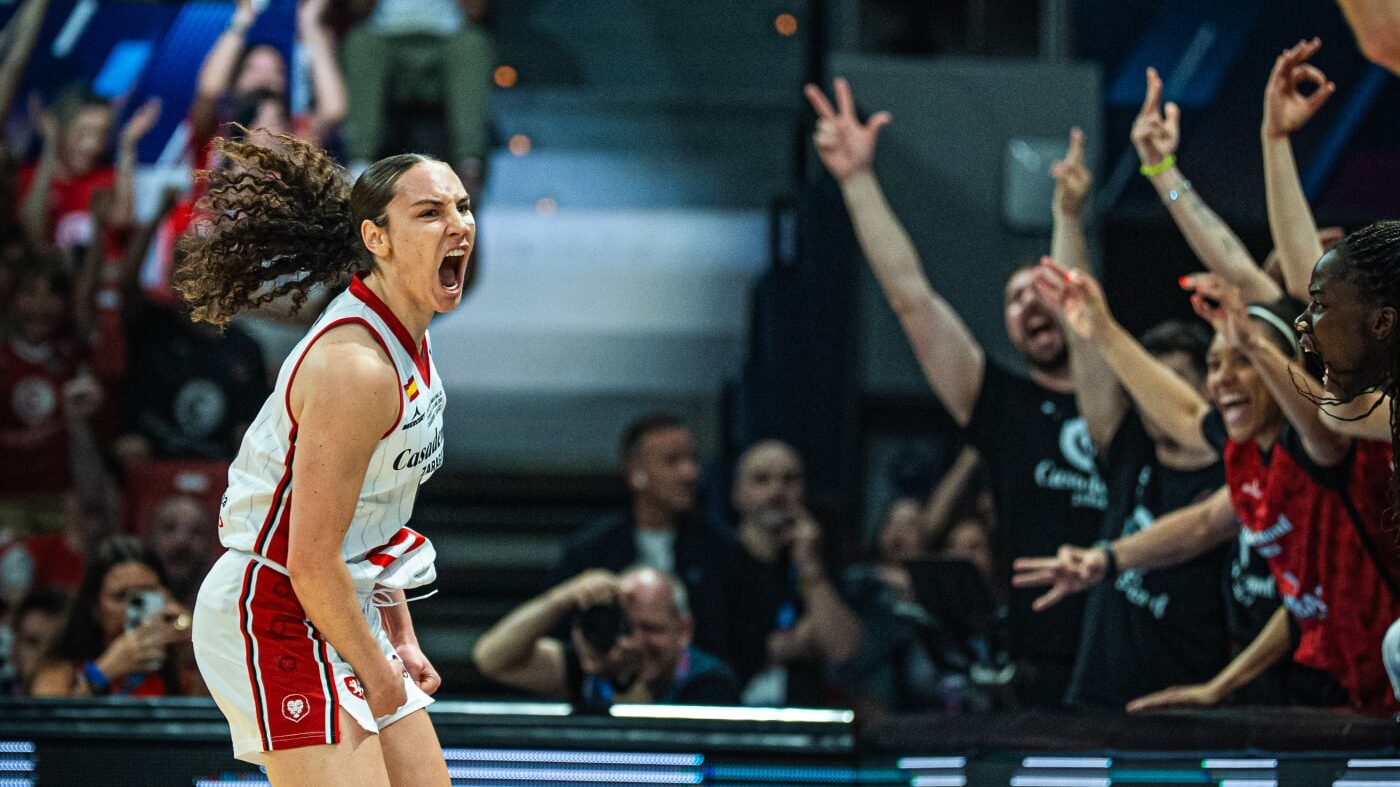 Carla Leite, una delle protagoniste delle Final Six di Eurolega a Saragozza, nella sua ultima partita con la maglia del Casademont, squadra locale di basket femminile

